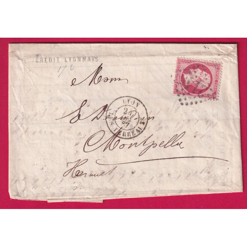 N°24 GC 2145 LYON LES TERREAUX RHONE MONTPELLIER LETTRE COVER