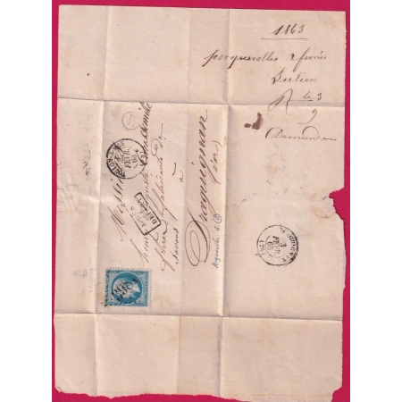 N°22 GC 3981 TOULON VAR BOITE RURALE B ILE DE PORQUEROLLES POUR DRAGUIGNAN LETTRE COVER