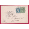 N°29 + 35 GC 57 ALENCON ORNE CAD TYPE 16 1874 POUR CAEN CALVADOS LETTRE COVER