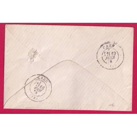 N°29 + 35 GC 57 ALENCON ORNE CAD TYPE 16 1874 POUR CAEN CALVADOS LETTRE COVER