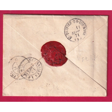 N°37 + 20 CAD VERSAILLES SEINE ET OISE 10 SEPTEMBRE 1871 ST TRIVIERS DE COURTES AIN LETTRE COVER
