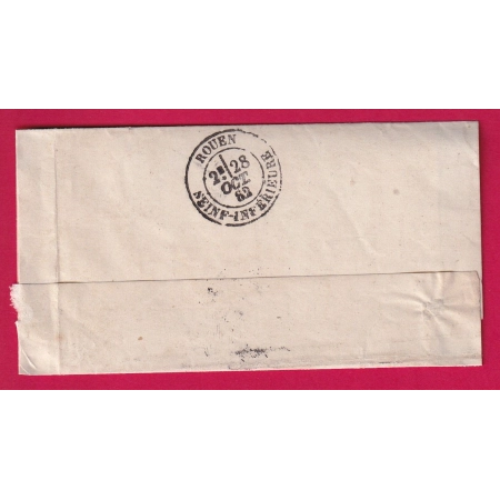 N°90 DAGUIN LILLE NORD 1882 + CHARGEMENT LILLE DATEUR INVERSE POUR ROUEN SEINE INFERIEURE LETTRE COVER