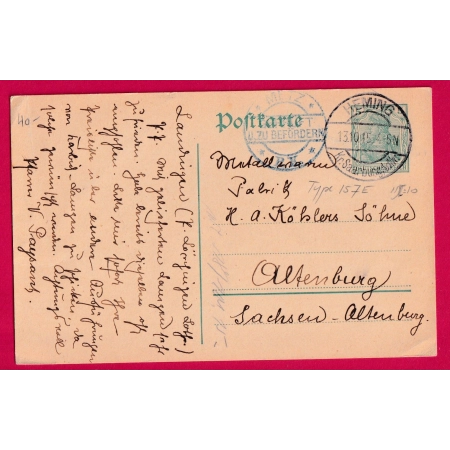ENTIER GERMANIA 5PF HEMINF MOSELLE 1915 CENSURE ALLEMANDE METZ POUR ALTENBURG PRUSSE LETTRE COVER