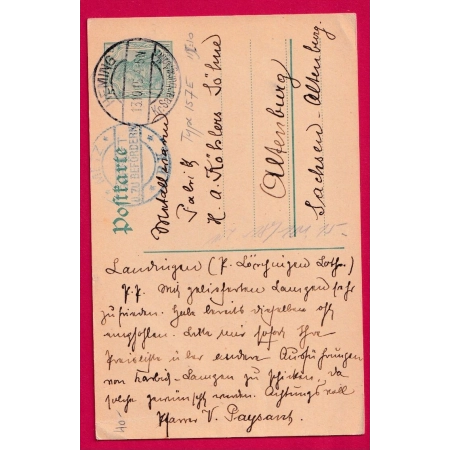 ENTIER GERMANIA 5PF HEMINF MOSELLE 1915 CENSURE ALLEMANDE METZ POUR ALTENBURG PRUSSE LETTRE COVER