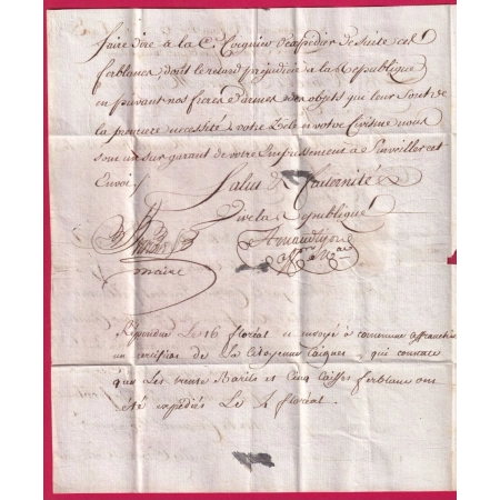 MARQUE REVOLUTIONNAIRE 68 VILLE AFFRANCHIE LYON RHONE 1794 POUR GRAY HAUTE SAONE INDICE 14 LETTRE COVER