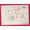 MARQUE OVALE FRANCO VENEZIA VENISE 1838 POUR BORDEAUX ENTREE ITALIE PAR ANTIBES VAR LETTRE COVER