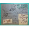N°432 x3 IRIS RECOMMANDE MARSEILLE ST FERREOL TRIBUNAL PALAIS DE JUSTICE RETOUR ENVOYEUR 197 AUBAGNE 1940 COVER FRANCE