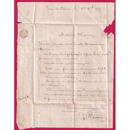 TAXE N°2 CAD TYPE 15 CONCHES EN OUCHES EURE POUR LA BONNEVILLE 1859 LETTRE COVER