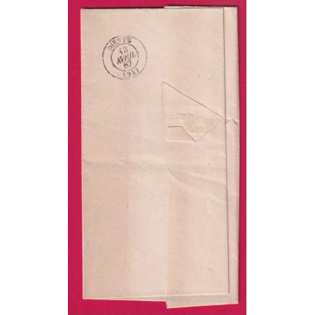 N°22 PC DU GC 1396 EVERMEU SEINE INFERIEURE CAD TYPE 15 INDICE 17 POUR DIEPPE LETTRE COVER
