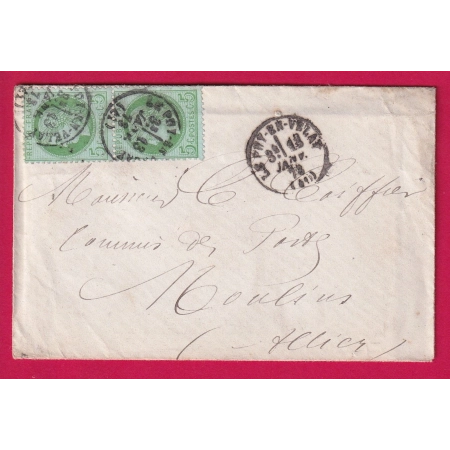N°53 PAIRE LE PUY EN VELAY HAUTE LOIRE TARIF CARTE DE VISITE POUR MOULINS ALLIER COMMIS DES POSTES LETTRE COVER
