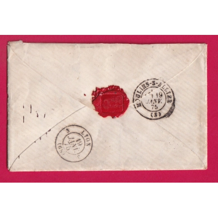 N°60 PAIRE + UN GC 63 ALLEGRE HAUTE LOIRE RECOMMANDE POUR LYON RHONE LETTRE COVER