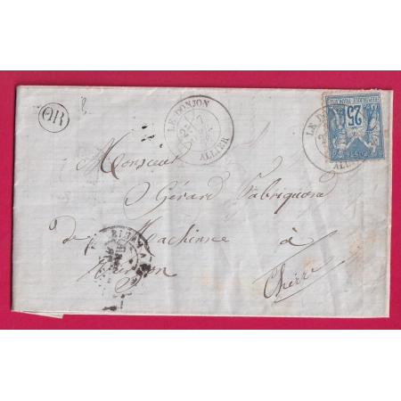 N°79 LE DONJON ALLIER OR A IDENTIFIER POUR VIERZON CHER 1878 LETTRE COVER