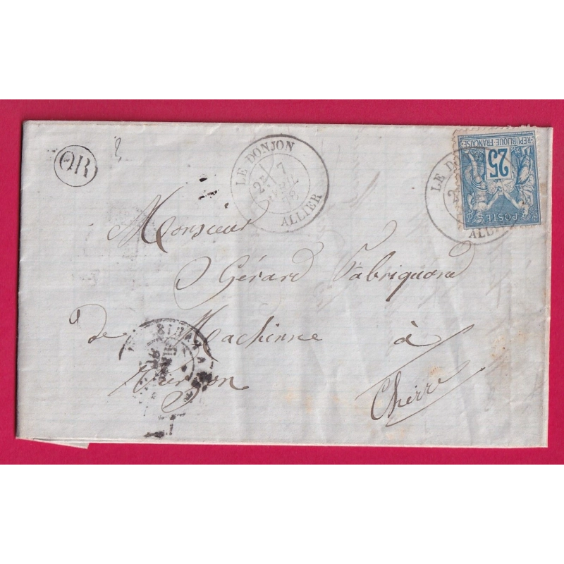 N°79 LE DONJON ALLIER OR A IDENTIFIER POUR VIERZON CHER 1878 LETTRE COVER
