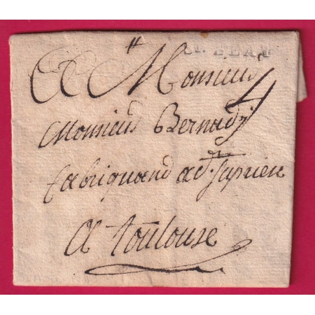 MARQUE SAINT BEAT HAUTE GARONNE LENAIN N°1 1790 TEXTE DE ST PE POUR TOULOUSE INDICE 14 LETTRE COVER