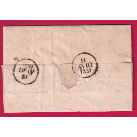 CURSIVE GRATTEE 41 MONTFAUCON HAUTE LOIRE 1831 CAD TYPE 12 ISSENGEAUX TEXTE DE DUNIERES POUR ST ETIENNE LOIRE LETTRE