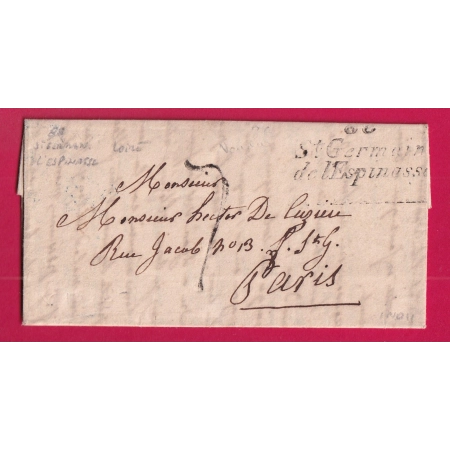 CURSIVE 88 ST GERMAIN DE L'ESPINASSE LOIRE 1835 POUR PARIS INDICE 11 LETTRE COVER