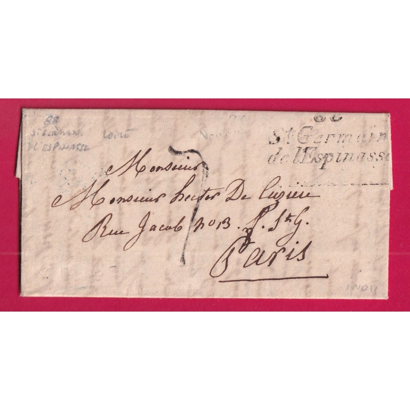 CURSIVE 88 ST GERMAIN DE L'ESPINASSE LOIRE 1835 POUR PARIS INDICE 11 LETTRE COVER