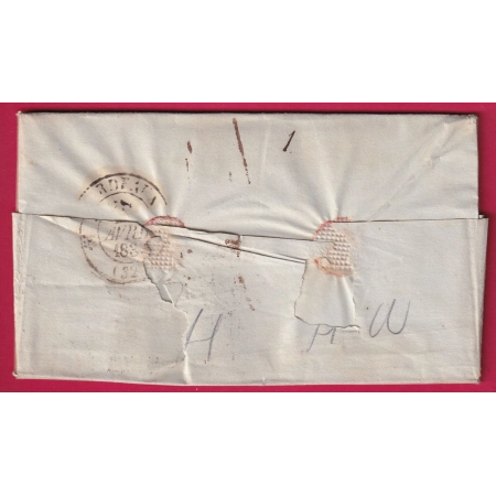 MARQUE PAYS OUTREMER PAR LE HAVRE + BUREAU MARITIME NEW ORLEANS USA 1836 POUR BORDEAUX TAXE 24 LETTRE COVER