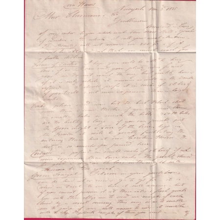 MARQUE ENTREE PAYS OUTREMER PAR LE HAVRE + BUREAU MARITIME DE NEW YORK USA 1835 SEINE INFERIEURE BORDEAUX LETTRE COVER