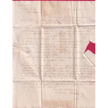 MARQUE ENTREE PAYS OUTREMER PAR LE HAVRE + BUREAU MARITIME DE NEW YORK USA 1835 SEINE INFERIEURE BORDEAUX LETTRE COVER