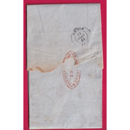 N°16 ORANGE SUR PAILLE PC 3398 TOURS INDRE ET LOIRE POUR CHINON 1861 LETTRE COVER