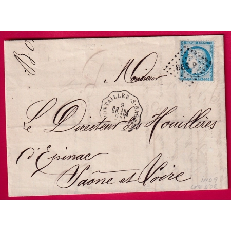 N°60 CONVOYEUR STATION PONTAILLIER SUR SAONE COTE D'OR POUR EPINAC SAONE ET LOIRE LETTRE COVER