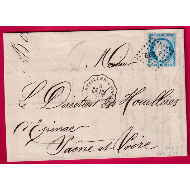 N°60 CONVOYEUR STATION PONTAILLIER SUR SAONE COTE D'OR POUR EPINAC SAONE ET LOIRE LETTRE COVER