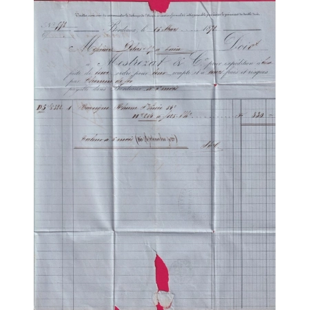 N°60 VARIETE GRANDE CASSURE BORDEAUX GIRONDE 1872 POUR TAIN DROME LETTRE COVER