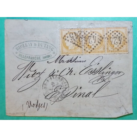 N°38 x3 CERES TYPE SIEGE GC 4245 VILLEFRANCHE SUR SAONE QUADRUPLE PORT POUR EPINAL VOSGES DEVANT DE LETTRE FRONT COVER
