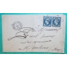 N°14B PAIRE BLEU SUR VERT PC 461 BOURBON L'ARCHAMBAULT ALLIER DOUBLE PORT POUR MOULINS DEVANT DE LETTRE FRONT COVER