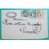 N°53 x2 + 55 CERES GC 4317 VOIRON ISERE TARIF 25C SIMPLE PORT POUR GRENOBLE 1876 DEVANT DE LETTRE FRONT COVER FRANCE