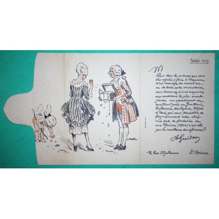 N°158 SEMEUSE BELLE CARTE POSTALE ILLUSTREE PUBLICITE BIJOUTERIE HORLOGERIE ST BRIEUC COTES DU NORD 1921