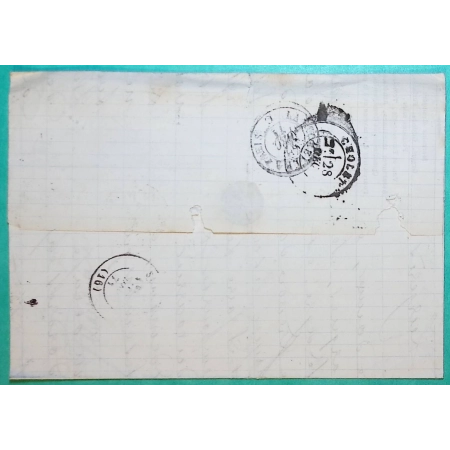 N°60A CAD TYPE 15 GARE DE ROCHEFORT SUR MER CHARENTE INFERIEURE POUR SURGERES 1871 LETTRE COVER FRANCE