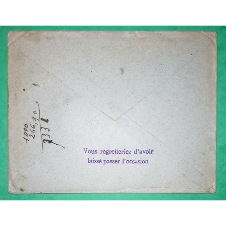 N°233 BLANC PREOBLITERE BELLE ENVELOPPE PUB ILLUSTREE CONSERVES SAVOR CHASSEURS PARIS POUR PRECHACQ LANDES