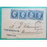 N°14 x4 NAPOLEON PC 3383 TOULOUSE HAUTE GARONNE QUADRUPLE PORT POUR BORDEAUX GIRONDE 1858 LETTRE COVER FRANCE