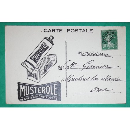 N°159 SEMEUSE PREOBLITERE CARTE POSTALE PUBLICITE MEDICAMENT MUSTEROLE AMPOULES WEBER PARIS