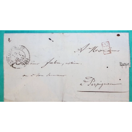 CAD TYPE 13 FAULQUEMONT MOSELLE PP PORT PAYE POUR PERPIGNAN PYRENEES ORIENTALES 1843 LETTRE COVER FRANCE