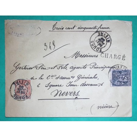 N°94 + 97 SAGE LETTRE CHARGE FOURS NIEVRE POUR NEVERS 1898