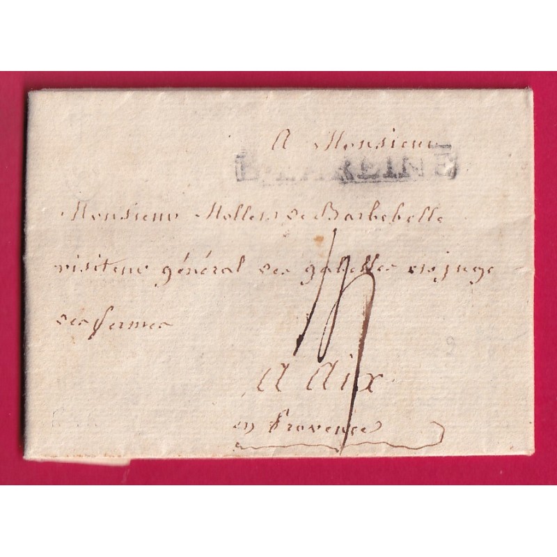 MARQUE BOURG LA REINE SEINE 1782 LENAIN N°1A INDICE 20 POUR AIX EN PROVENCE BOUCHES DU RHONE