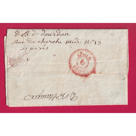 DOUBLE DEBOURSE MANUSCRIT DOURDAN ET ETAMPES SEINE ET OISE DEPART PARIS 1806 ET REEXPEDIEE PARIS RUE DU CHERCHE MIDI