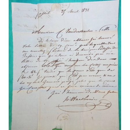 CAD TYPE 12 CASSEL NORD POUR LILLE 1832 LETTRE COVER FRANCE