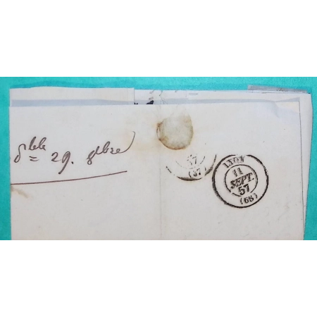 N°14 TB BDF + VOISIN PC 2499 PONT DE CHERUI ISERE POUR BOURGOIN JALLIEU 1857 LETTRE COVER FRANCE