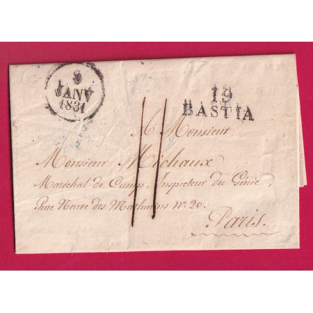 MARQUE 19 BASTIA CORSE 1831 INDICE 19 POUR PARIS