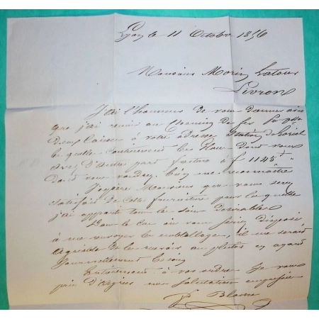 N°14 PC 1818 LYON + CAD TYPE 15 A LYON A LES TERREAUX BELLE FACTURE POUR LIVRON DROME 1856 LETTRE COVER FRANCE