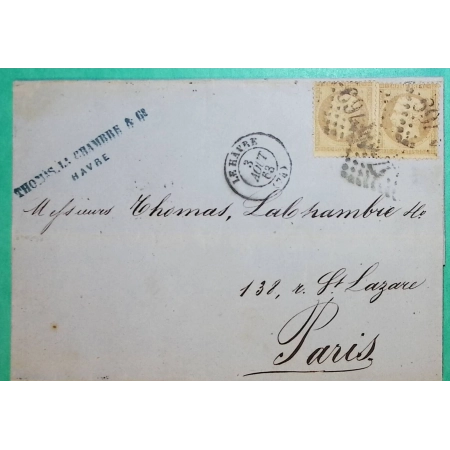 N°21 x2 GC 1769 LE HAVRE SEINE INFERIEURE POUR PARIS 1863 LETTRE COVER FRANCE