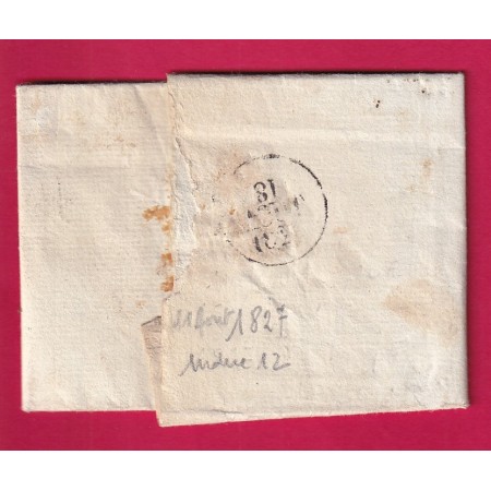 MARQUE 12 ORGON BOUCHES DU RHONE 1827 POUR ORANGE VAUCLUSE 25X11 INDICE12