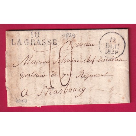 MARQUE 10 LA GRASSE AUDE 1829 POUR STRASBOURG BAS RHIN INDICE 11