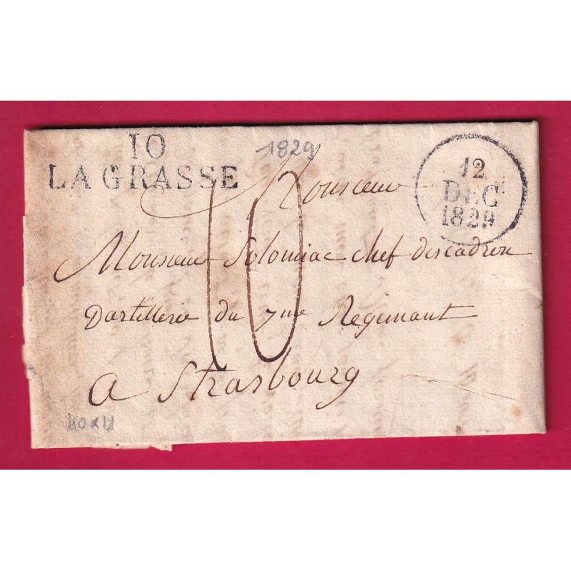 MARQUE 10 LA GRASSE AUDE 1829 POUR STRASBOURG BAS RHIN INDICE 11