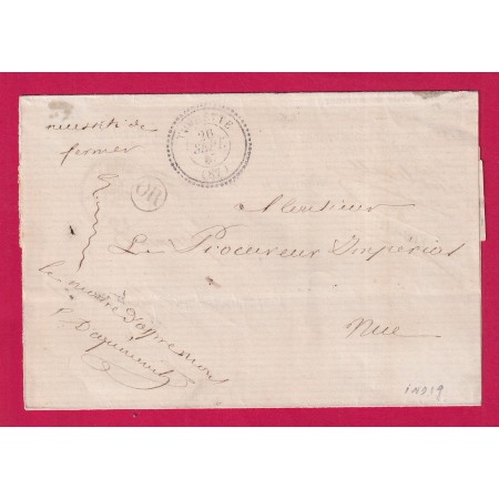 CAD TYPE 22 TOURETTE ALPES MARITIMES OR ASPREMONT POUR NICE SUR LETTRE REUTILISEE DE NICE 1867