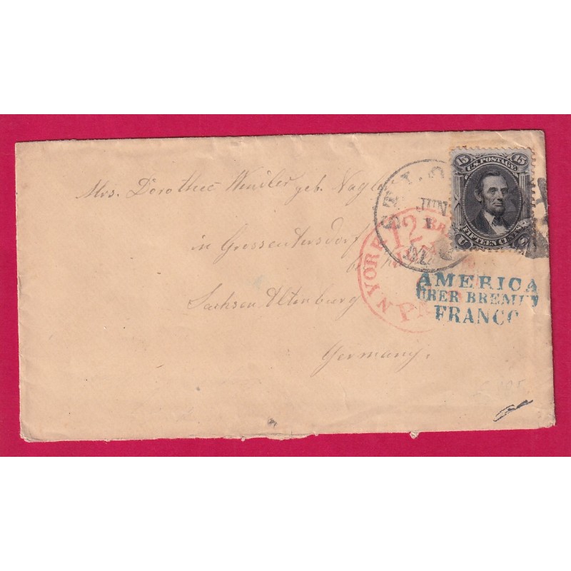 ETATS UNIS N° 28 ST LOUIS MISSISSIPPI GRIFFE AMERICA BREMEN FRANCO POUR ALLEMAGNE